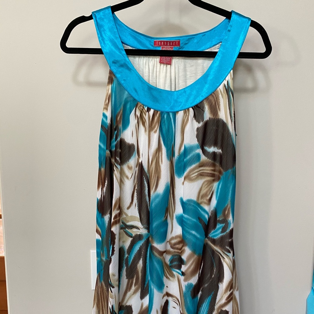 Women’s summer tunic in turquoise and brown